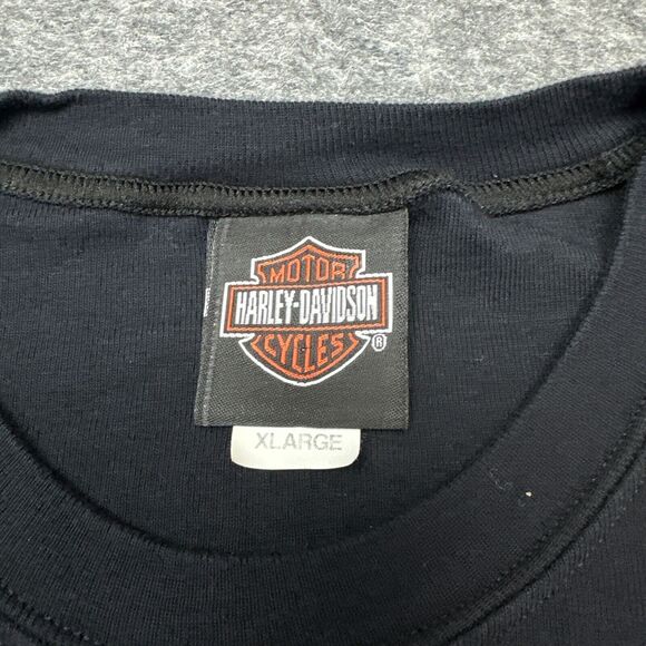 Harley Davidson Shirt Womens‎ XL Black Long Sleeve Eagle Bar Shield USA Made - Picture 2 of 11